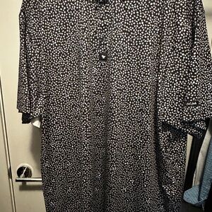 Bad Birdie Black and White Patterned Polo